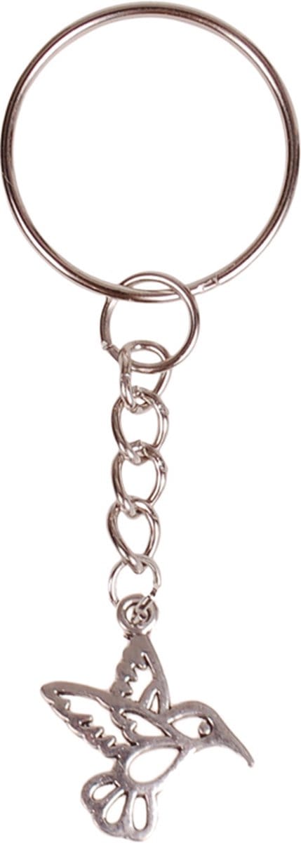 Sleutelhanger - Hangertje Kolibrie zilverkleurig 1,8cm
