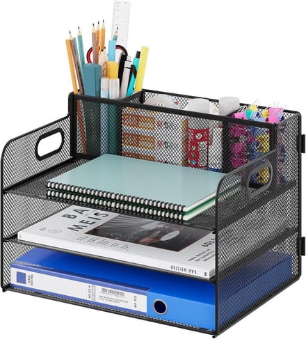 Omgoods - Bureau Organizer met 3 Compartimenten van Metaal, A4 Formaat