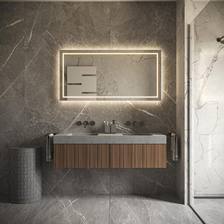 HIPP Design Phantom Rechthoekige LED spiegel - 120 x 70 cm - Directe en Indirecte Verlichting - Spiegelverwarming - Kleurenwissel - Touch Dimmer