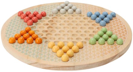 Bordspel Halma houten educatief spel Chinees dammen multicolor.
