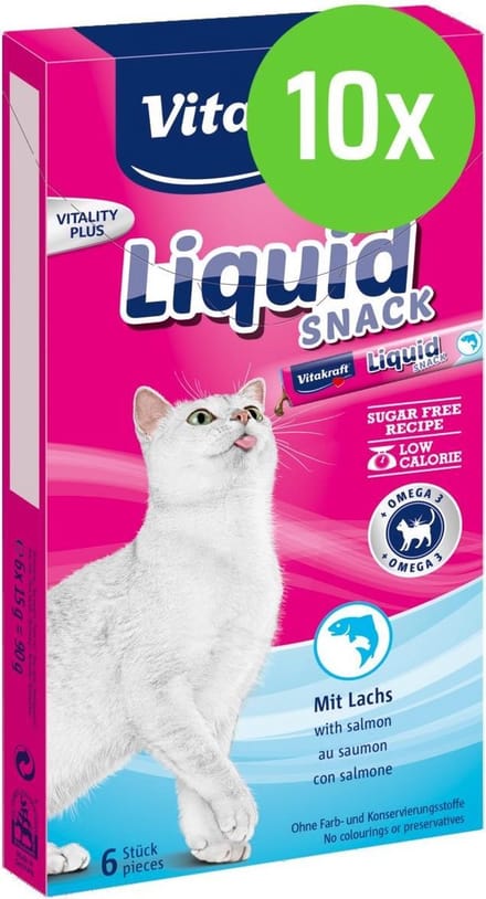 Vitakraft Cat Liquid - Snack Zalm & Omega - 10 x 6 st