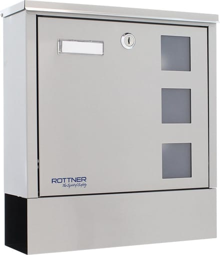 Rottner Brievenbus Lago RVS - 33x30.5x9.7 cm - Inworp: 27,8 x3,6cm