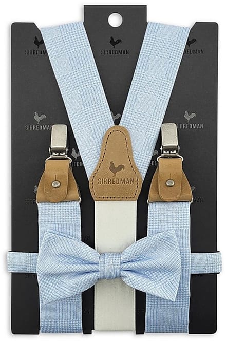 Sir Redman - Bretels met strik - bretels combi pack Charming Charles Babyblue - lichtblauw / wit