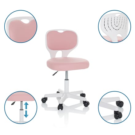 Kinder bureaustoel KIDDY TOP W Roze hjh OFFICE