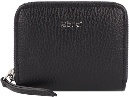abro Leren Portemonnee Leather Adria Zip Wallet Black / Nickel Zwart