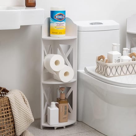 Corner Shelf for Living Room Bathroom - Waterproof Organizer Rustproof Shower Caddy - Freestanding Ladder Corner Shelf for Small Spaces White - by Catty