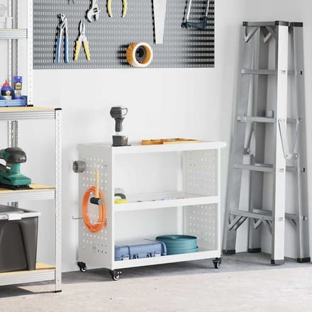 vidaXL - Gereedschapswagen - Wit - 75 - x - 35 - x - 73 - cm - Koudgewalst - staal