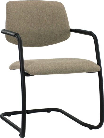 Workliving Vergaderstoel X5 - Sledeframe - Wolvilt Fenice 511 lichtbruin - frame zwart