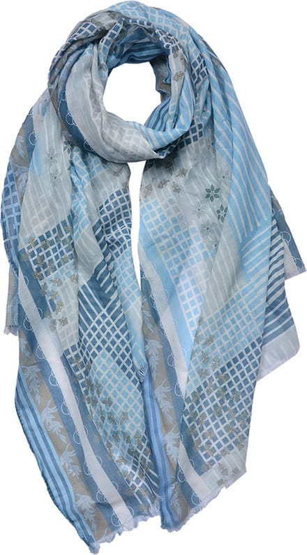Juleeze Sjaal Dames Print 70x180 cm Blauw Synthetisch
