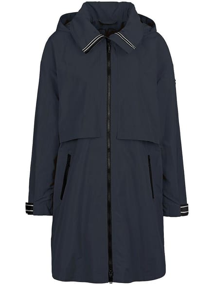 Korte jas afritsbare capuchon Van BASLER blauw