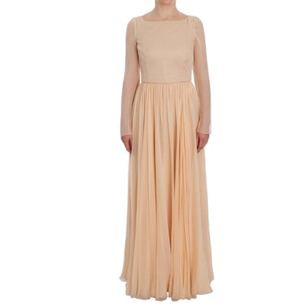 Dolce Gabbana Maxi Jurk Beige Geplooid