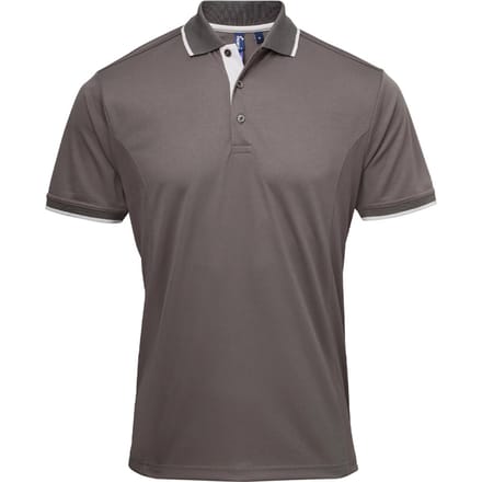 Premier Heren Coolchecker Contrast Pique Poloshirt (Donkergrijs/zilver)