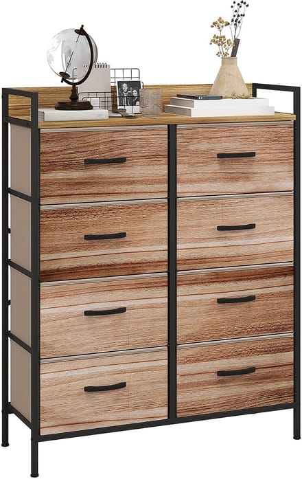 HOMCOM Stoffen Commode - Vliesstof - 79x29x101cm - Eikenhout