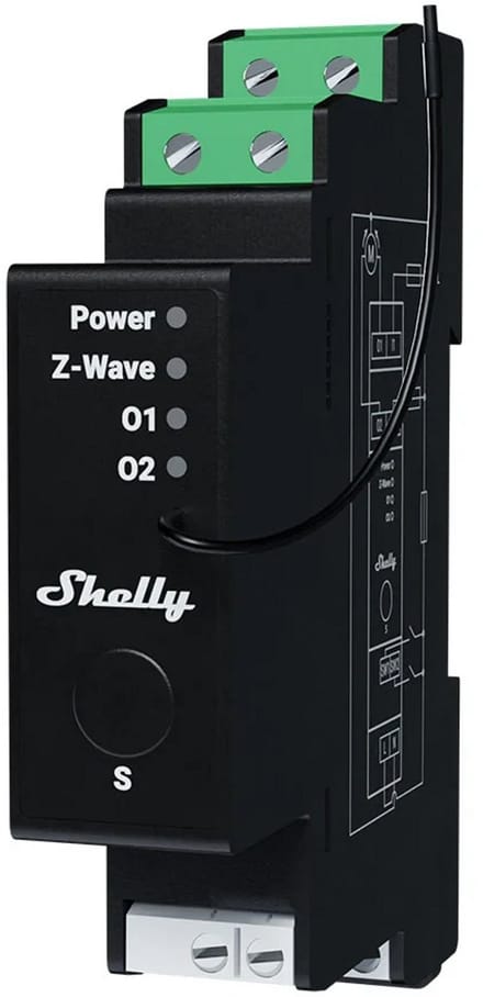 Shelly Wave Pro Shutter LR rolluikschakelaar DIN-rail met energiemeting (QUSH-0A1P10EU)