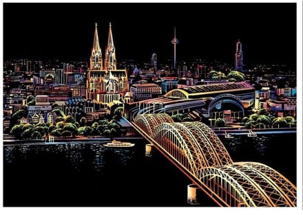 Scratch Art  Cologne Cathedral - 410 x 287 mm - Kras tekeningen - Scratch painting