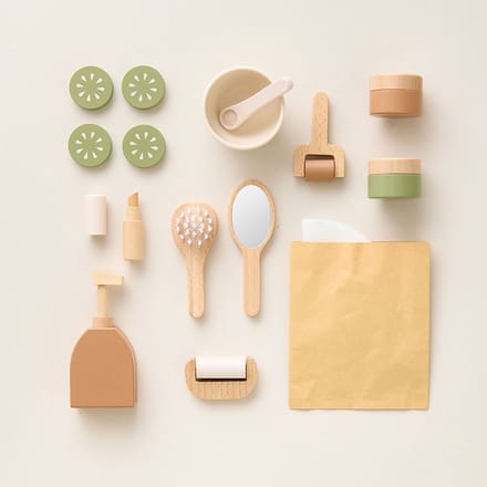 Petite Amélie Houten Spa Set - Kinder Speelgoed - Make up Set - 17 Delig - Pastel