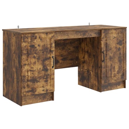 vidaXL - Bureau - Gerookt - eiken - 142,5 - x - 50 - x - 75 - cm - Bewerkt - hout