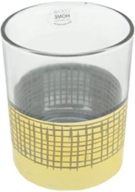 Theelichthouder glas transparant goud 10 cm