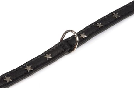 Leren halsband Stars. Zwart.