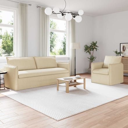 vidaXL Bankstel 2 pcs Crèmekleurig 196 x 82 x 85 cm Stof