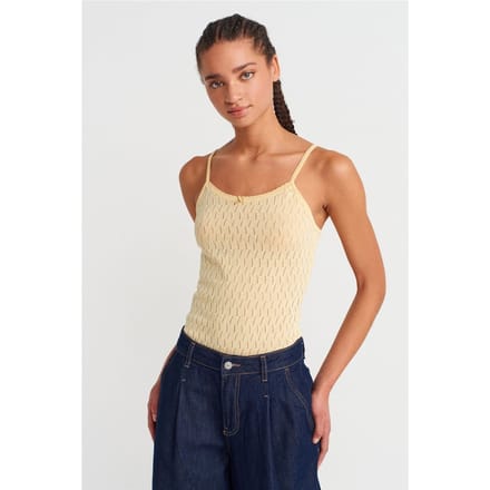 Gestructureerde Crop Cami Blouse met Strikdetail
