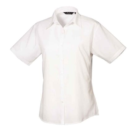 Premier Dames/Dames Popeline Blouse met Korte Mouwen (Wit)