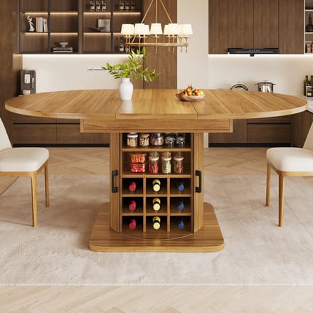 Sweiko Uitschuifbare Eettafel - 118/158 x 118 x 76 cm - MDF-tafelblad - Met opbergruimte - Donkerbruin