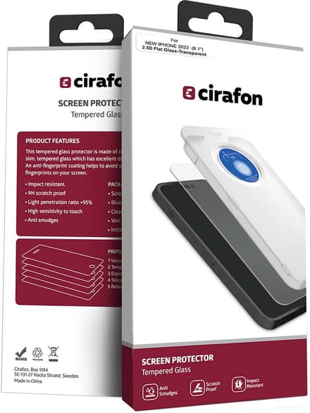 Cirafon Ultra-Wide (Double Tempered) 9H iPhone 13, iPhone 13 Pro, iPhone 14, iPhone 16e