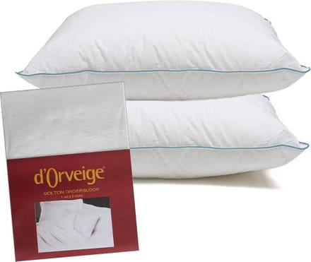 Noblesse Pearl Plus Hoofdkussen Set (2 Kussens + 2 Moltonslopen) - 60x70 cm - Wit