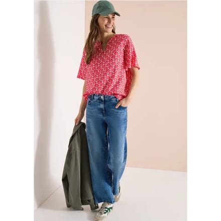 Blouse met korte mouwen en schelpjesprint