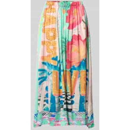 Midirok van zuivere viscose met all-over motiefprint