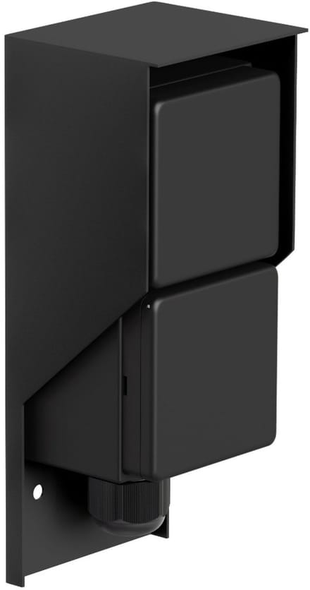 Wandcontactdoos - Tweevoudig - RVS - IP44