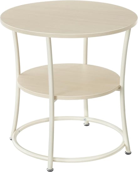 Bijzettafel – 2 planken – Stalen frame – Naturel beige