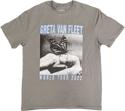 Greta Van Fleet - World Tour Butterfly Heren T-shirt - L - Grijs