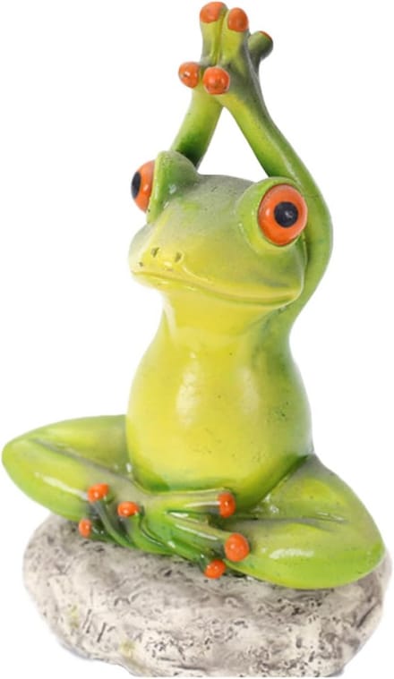 Meditatie Kikkersbeeldje Groen voor Tuin en Balkon gemaakt van Kunststeen