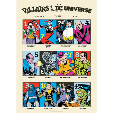 FaNaTtik DC Comis Art Print 90th Anniversary Villains Limited Edition 42 x 30 cm Poster & Wallscrolls