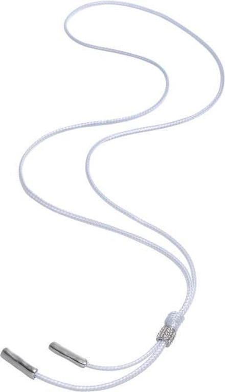 Behave Lange ketting - Wit waxkoord met kristal glassteen