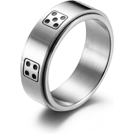 Bijoux Bague Dés en Acier Titane Dés Rotatifs Bague Décompression Doigt 9# gray