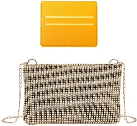 Dailygoods- Schoudertas Goud - Avondtas - Handtas - Kaarthouder - Polyester - Verstelbare Schouderketting 116 cm