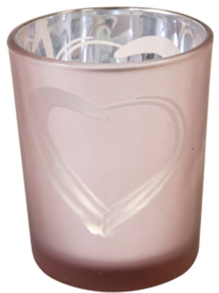 HOBI - Roségouden glazen waxinelichthouder hart 6,8 x 5,8 cm bruiloftsdecoratie