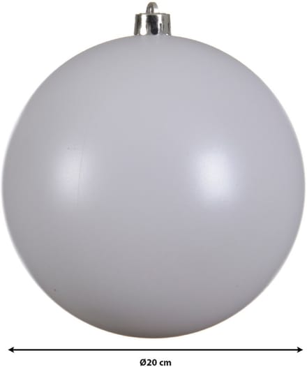 Decoris Kerstbal - wit - groot - 20 cm - kunststof - mat - kerstversiering
