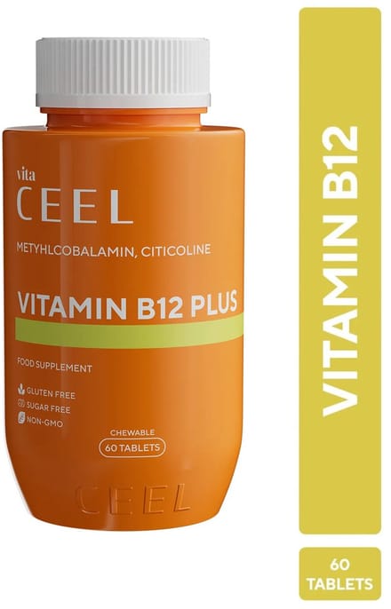 Vita Ceel B12 Plus: Hooggedoseerde Methylcobalamine & Citicoline voor Optimale Focus en Geheugen - 60 stuks