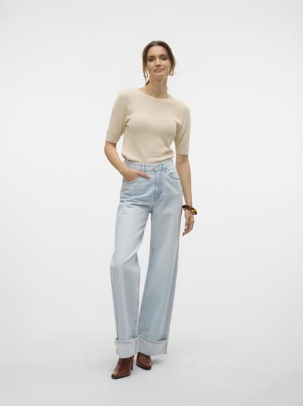 VERO MODA - VMKATHY SHR WIDE FOLD UP DNM JEAN LI3168 - Dames - Jeans