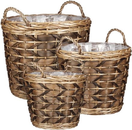 Mica Decorations Mand Lorens - 45x45x39 cm - Willow - Lichtbruin- Set van 3