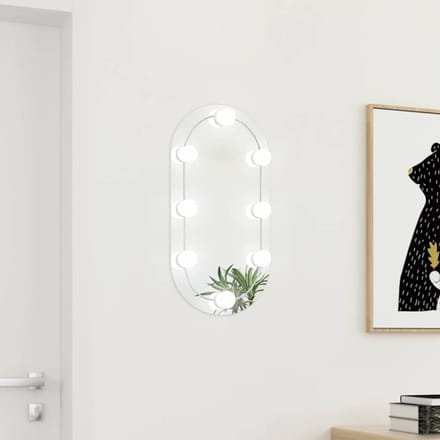 vidaXL - Spiegel - met - LED-verlichting - ovaal - 60x30 - cm - glas