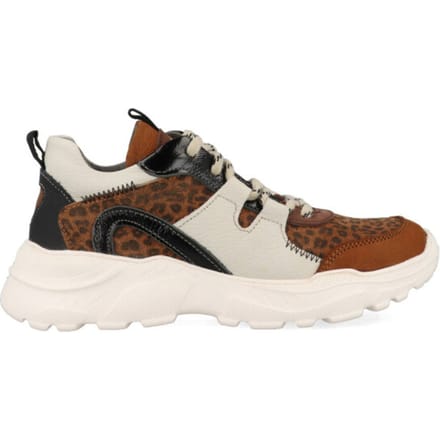 Braqeez 421792-513 Meisjes Lage Sneakers - Bruin/Print - Leer - Veters