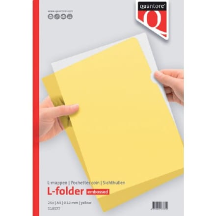 Insteekmap L-model Quantore A4 PP 0.12mm geel 25 stuks