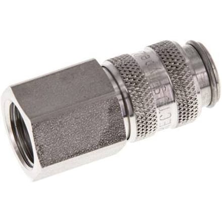 RVS 306L DN 5 Luchtkoppeling Snelkoppeling G 1/4 inch Binnendraad Double Shut-Off - CLS5-F-SSL-SV-P-014