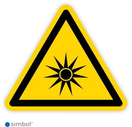 Simbol® - Stickers Optische straling (W027) - Formaat ▲ 5 x 5 x 5 cm.