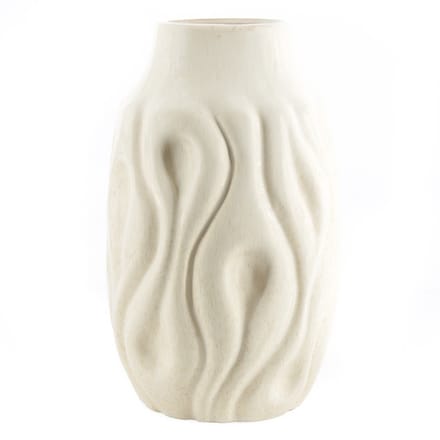 HomeBound by KY | Aardewerk vaas waves beige | bloemenvaas